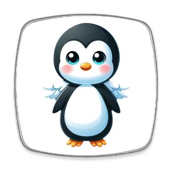 Süßer Pinguin Engel Cartoon Chibi Stil - Viereckiger Kühlschrankmagnet - Weiß - Vorne