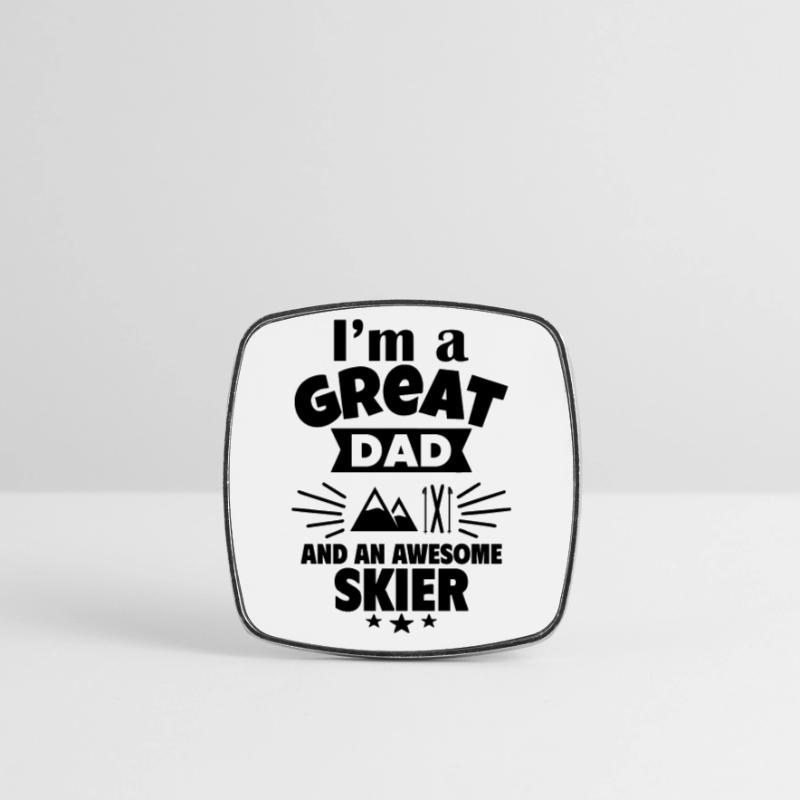 Ich bin ein toller Papa und ein starker Skifahrer Viereckiger Kühlschrankmagnet