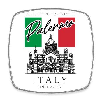 Palermo Kathedrale Italien Flagge Reise Souvenir - Viereckiger Kühlschrankmagnet - Weiß - Vorne