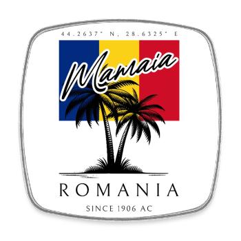 Mamaia Palmen Flagge Reise Souvenir - Viereckiger Kühlschrankmagnet - Weiß - Vorne