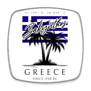 Zakynthos Palmen Flagge Reise Souvenir - Viereckiger Kühlschrankmagnet - Weiß - Vorne