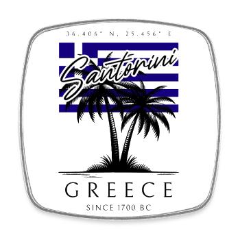 Santorini Palm Trees Flag Travel Souvenir - Square fridge magnet - white - Front