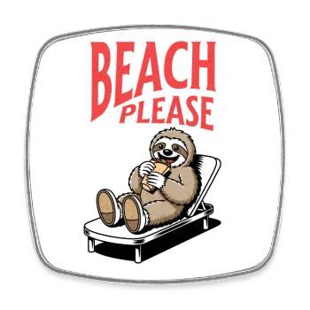 Lustiges Beach Please Faultier Urlaub Design - Viereckiger Kühlschrankmagnet - Weiß - Vorne