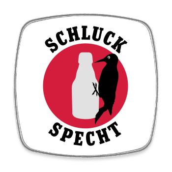 Schluckspecht | Bier | Specht | Vogel - Magnet carré - blanc - Devant