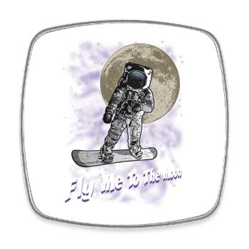 Moon snowboarder - Square fridge magnet - white - Front