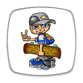 Skater boy and flames - Square fridge magnet - white - Front