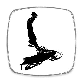 Snowmobil, Snowboarder, Snowboarden, - Viereckiger Kühlschrankmagnet - Weiß - Vorne