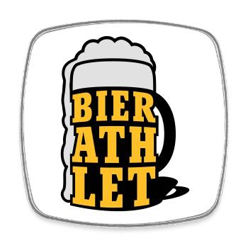 Bierathlet | Beer | Bier - Magnet carré - blanc - Devant