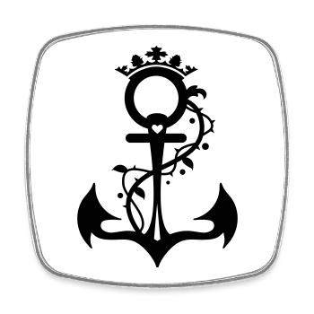 Der stilisierte Anker - Glaube Liebe Hoffnung - Viereckiger Kühlschrankmagnet - Weiß - Vorne