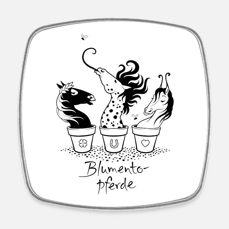 Funny Horses - Square fridge magnet - white