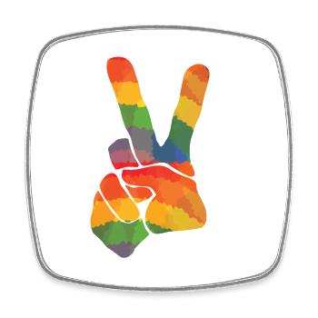 Farbiges Peace Zeichen - Viereckiger Kühlschrankmagnet - Weiß - Vorne