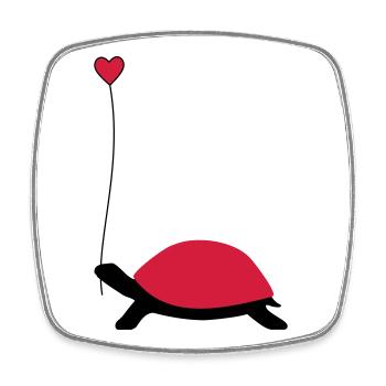 Turtle with heart balloon - Square fridge magnet - white - Front