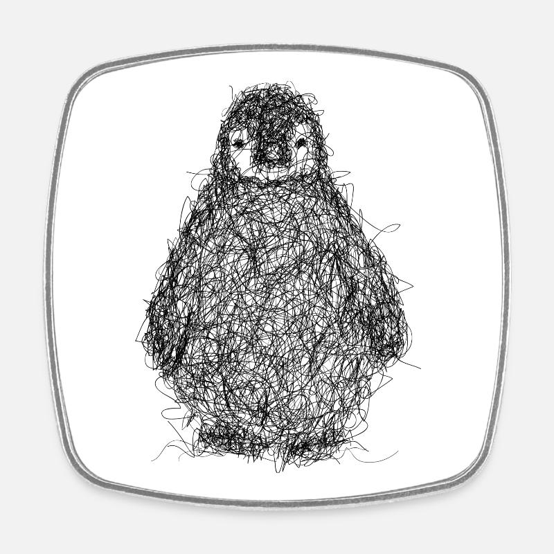 Pinguin kritzeln - Viereckiger Kühlschrankmagnet - Weiß
