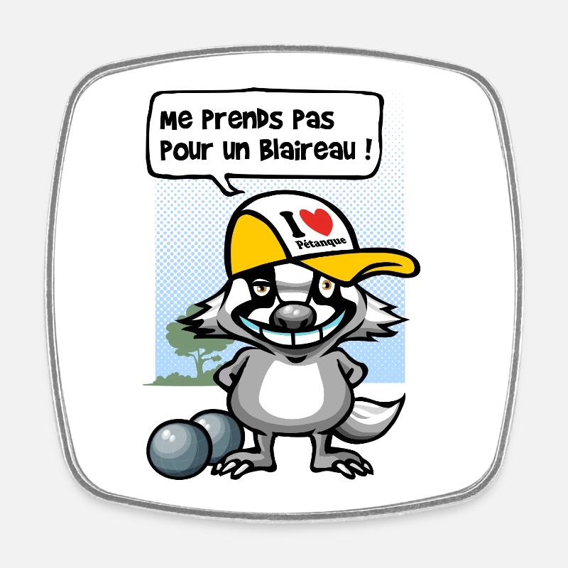 Blaireau pétanque - Magnet carré - blanc