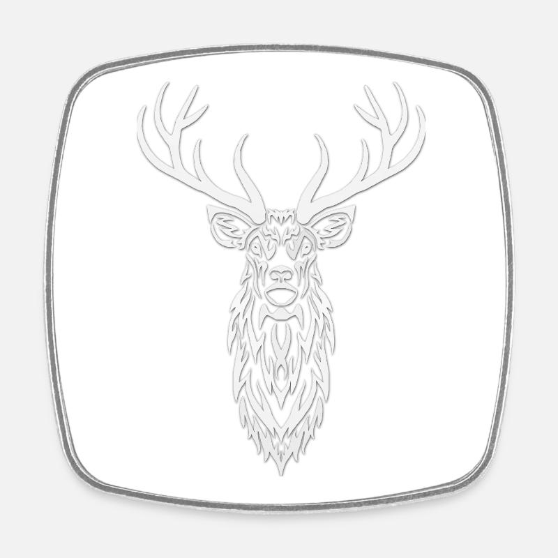 Portrait de cerf blanc - Magnet carré - blanc