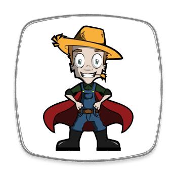 Laughing farmer - Square fridge magnet - white - Front