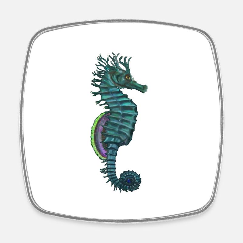 sea horse - Square fridge magnet - white