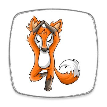 Yoga Fuchs - Viereckiger Kühlschrankmagnet - Weiß - Vorne