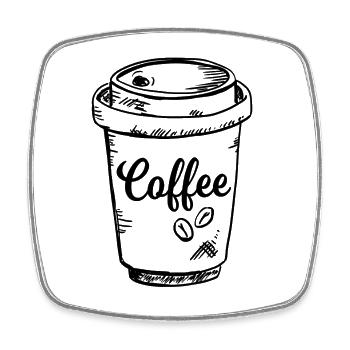 Café à emporter dans des tasses en papier - Magnet carré - blanc - Devant