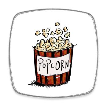 Große Popcorn Naschtüte - Süßigkeiten - Zucker - Viereckiger Kühlschrankmagnet - Weiß - Vorne