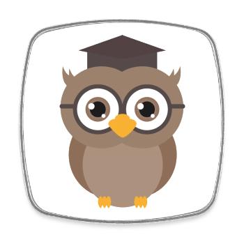 Graduation Owl - Square fridge magnet - white - Front