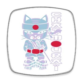 Chat mouraï flex - Square fridge magnet - white - Front