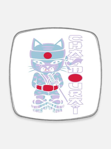 Chat mouraï flex - Square fridge magnet - white