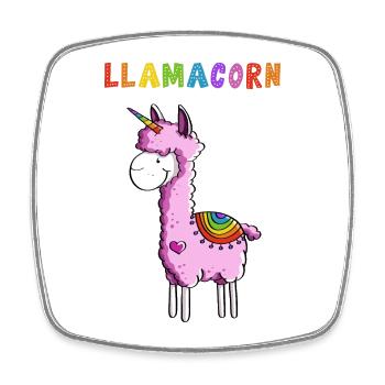 Llamacorn - Lama Einhorn - Comic - Fun Geschenk - Viereckiger Kühlschrankmagnet - Weiß - Vorne