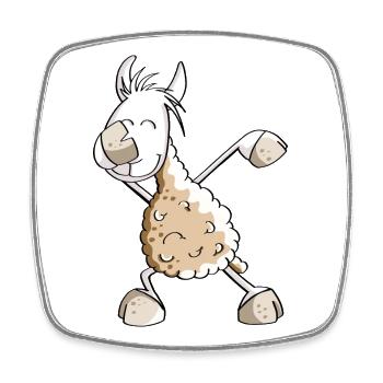 Dab Dance Lama - Dabbing Alpaca - Fun Comic - Square fridge magnet - white - Front