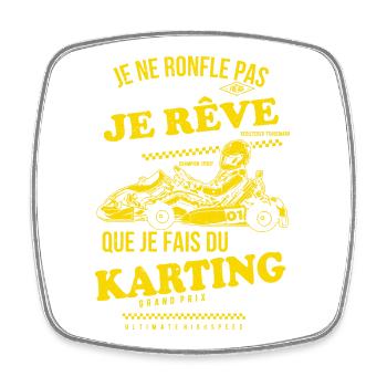 Je rêve karting - Magnet carré - blanc - Devant