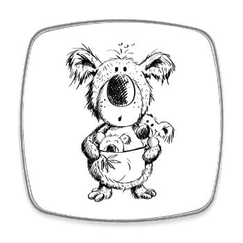 Koala Maman avec des bébés - Magnet carré - blanc - Devant