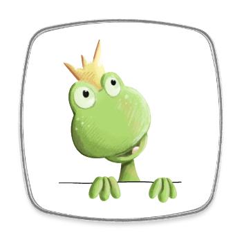 Sweet Frog Prince - Frog Cartoon - Square fridge magnet - white - Front