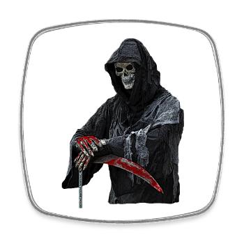 Crâne, Satan, Métal noir, Diable, Ferryman, - Magnet carré - blanc - Devant