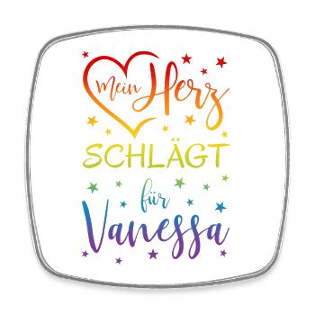 My heart beats for Vanessa - Square fridge magnet - white - Front
