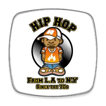 HIP HOP - Magnet carré - blanc - Devant