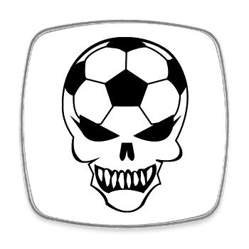 Fußball-Totenkopf - Viereckiger Kühlschrankmagnet - Weiß - Vorne