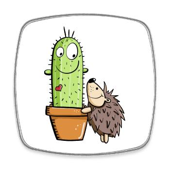 Hedgehog And Cactus In Love - Square fridge magnet - white - Front