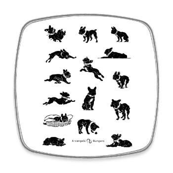 Série de Chiens Noir et Blanc en Silhouette - Magnet carré - blanc - Devant