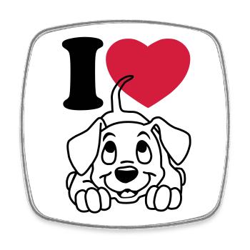 I love dogs - Ich liebe Hunde - Viereckiger Kühlschrankmagnet - Weiß - Vorne