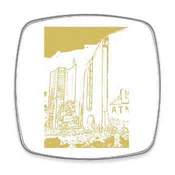 Goldene Stadtsilhouette Nacht - Viereckiger Kühlschrankmagnet - Weiß - Vorne
