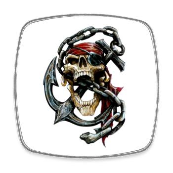 Skull Seefahrt - Viereckiger Kühlschrankmagnet - Weiß - Vorne
