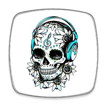 Musik Skull - Viereckiger Kühlschrankmagnet - Weiß - Vorne