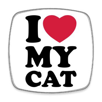 I love my cat - Ich liebe meine Katze - Viereckiger Kühlschrankmagnet - Weiß - Vorne