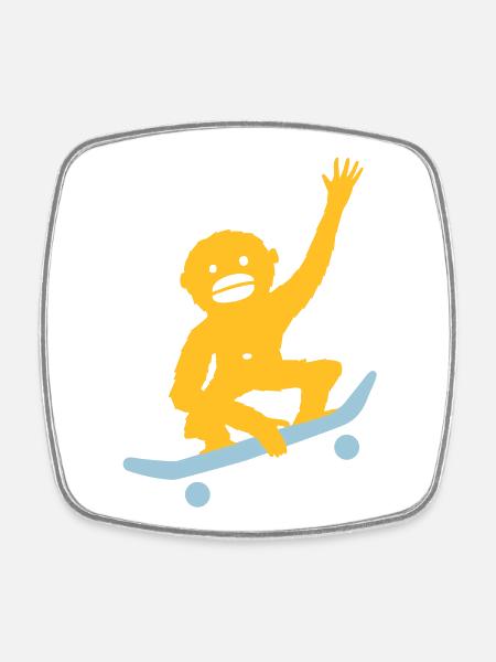 Monkey Tricks - Square fridge magnet - white