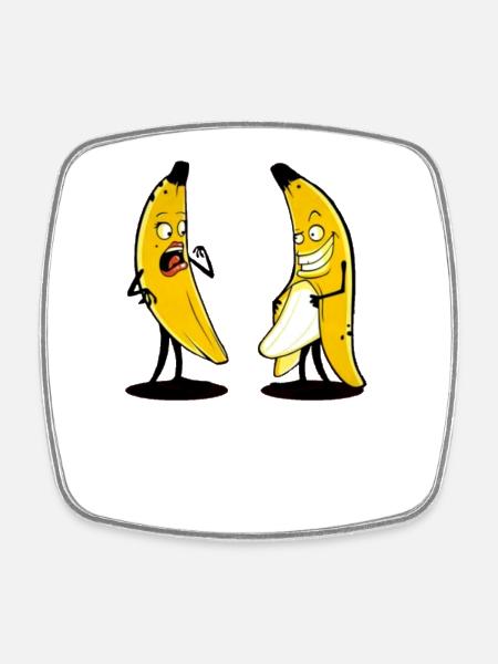 Lustige Bananen - Viereckiger Kühlschrankmagnet - Weiß