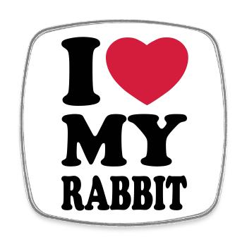 I love my rabbit - Square fridge magnet - white - Front