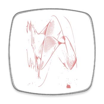 Abstrakte Pink-Linienzeichnung - Viereckiger Kühlschrankmagnet - Weiß - Vorne