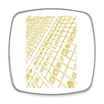 Goldene Tastatur-Skizze - Viereckiger Kühlschrankmagnet - Weiß - Vorne
