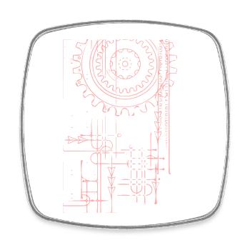 Zahnräder Linienkunst Muster - Viereckiger Kühlschrankmagnet - Weiß - Vorne