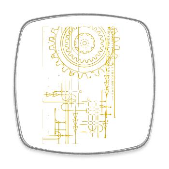 Mechanische Zahnräder Skizze - Viereckiger Kühlschrankmagnet - Weiß - Vorne